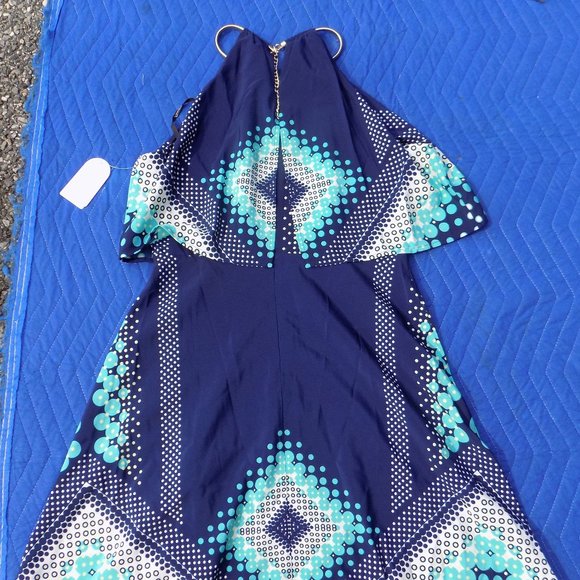 Jessica Simpson Geometric Print Halter Necklace Dress - Size 8 - Picture 4 of 5